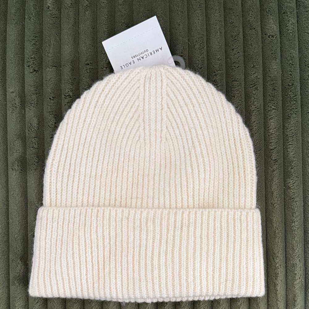 cream ribbed beanie | american eagle